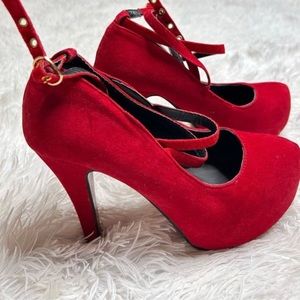 Rouge Red Knee High Boots Size 7.5